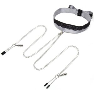 PINZAS PARA PEZONES CON COLLAR DE ENCAJE - NEGRO