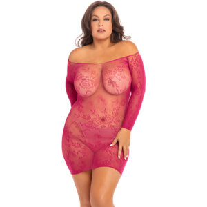 OPEN SEASON OFF SHOULDER VESTIDO DE ENCAJE - ROSA